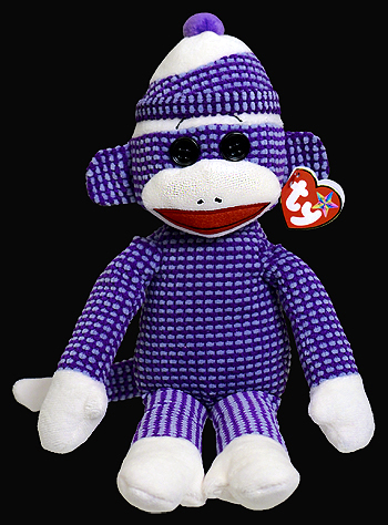 Socks the Sock Monkey (quilted, purple) - Ty Beanie Buddies