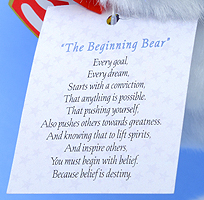 The Beginning Bear Special Olympics swing tag back