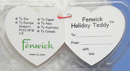 Fenwick Holiday Teddy swing tag inside