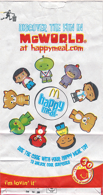 2009 Happy Meal bag - front