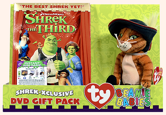 Movie DVD Shrek The Third with Puss In Boots Beanie Baby - front