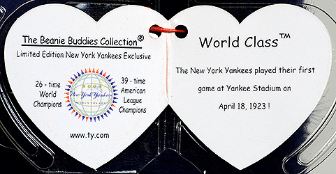 World Class (NY Yankees logo on right foot) - swing tag inside