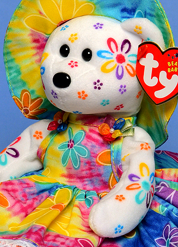 Tie Dye Peace and Love Daisy - Tina Tate decorated Ty bear
