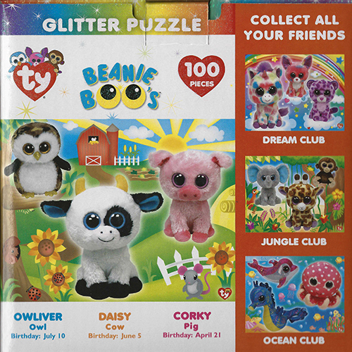 Beanie Boos Glitter Puzzle Barnyard Club - back