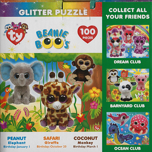 Beanie Boos Glitter Puzzle Jungle Club - back